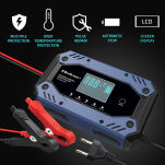 Qoltec Inteligentna ładowarka do  akumulatora STD AGM GEL LiFePO4 |  Prostownik z funkcją naprawy |12-24V |10A |  LCD | 9 - stopniowe ładowanie - 7