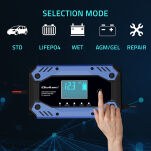 Qoltec Inteligentna ładowarka do  akumulatora STD AGM GEL LiFePO4 |  Prostownik z funkcją naprawy |12-24V |10A |  LCD | 9 - stopniowe ładowanie - 8