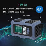 Qoltec Inteligentna mikroprocesorowa  ładowarka z testerem baterii i funkcją naprawy  12V | 6A | LCD - 6