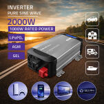 Qoltec Przetwornica napięcia | 1000W | 2000W | 12V na 230V | Czysty Sinus | USB |LiFePO4